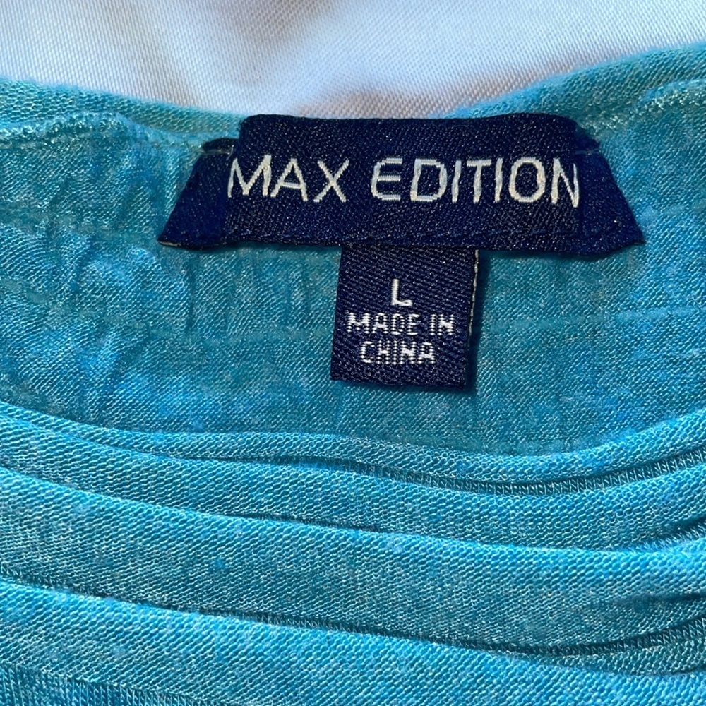 Max Edition Pleated Halter Neck Swing Top Teal Blue Polished Jersey Knit Large - Picture 9 of 13